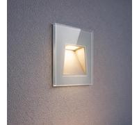Partenopea Faretto segnapassi bianco con vetro da esterno lampada da muro IP65 LED 5W incasso per cassetta 503 scale giardino viale gradini CCT 3 Tonalità luce fredda calda Naturale