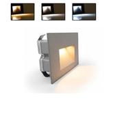 Partenopea Faretto segnapassi da esterno lampada da muro IP65 LED 5W incasso scatola cassetta 503 scale giardino viale gradini CCT 3 Tonalità selezionabilI luce fredda calda Naturale (Grigio)