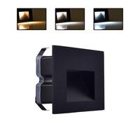 Partenopea Faretto segnapassi da esterno lampada da muro IP65 LED 5W incasso scatola cassetta 503 scale giardino viale gradini CCT 3 Tonalità selezionabilI luce fredda calda Naturale (Nero)