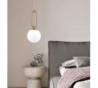 Partenopea® Lampadario a sospensione lampada moderna da soffitto con corpo in metallo color bronzo e sfera in vetro attacco per lampadina G9 (Oro, 1 Sfera struttura ovale)