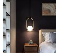 Partenopea® Lampadario a sospensione lampada moderna da soffitto con corpo in metallo color bronzo e sfera in vetro attacco per lampadina G9 (Oro, Sfera 200mm)