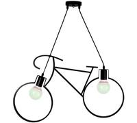 Partenopea Lampadario a Sospensione Stile Moderno minimal con forma Bici di Bicicletta 2 attacchi Per Lampadine E27 da Camera Cucina Salone Locali Bar B&B (Nero, Luce Bianca Fredda)