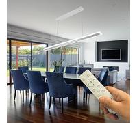 Partenopea® Lampadario Plafoniera a Sospensione illuminazione a Led dimmerabile dal Design Moderno per ambienti Domestici e commerciali (3 Tonalità luce Telecomando, Bianco)