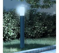 Partenopea® Lampione a led lampioncino con attacco per Lampadine E27 illuminazione da esterno palo da giardino per sentieri moderno (Nero 1 Metro, Luce Fredda 6500K)