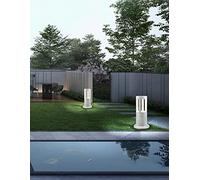 Partenopea® Lampione a led lampioncino lampada illuminazione da esterno 15w 1600lm palo da giardino prato pavimento per sentieri vialetti moderno (Bianco 30 cm, Luce Fredda 6500K)