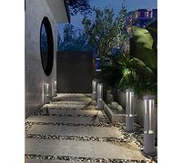 Partenopea® Lampione a led lampioncino lampada illuminazione da esterno palo da giardino prato per sentieri moderno 15w 1600 lm (Grigio 58,5 cm, Luce Fredda 6500K)