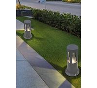 Partenopea® Lampione a led lampioncino lampada illuminazione da esterno palo da giardino prato vialetti e sentieri moderno 15w 1600 lm (Grigio 30 cm, Luce calda 3000K)