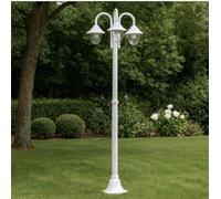 Partenopea Lampione da giardino classico a 3 luci con attacco E27, lanterna da esterno in alluminio IP54, ideale per vialetti, parchi, ingressi e strutture ricettive (Bianco)