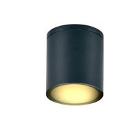 Partenopea Plafoniera faretto cilindrico tondo per soffitto da esterno IP54 per balconi terrazza patio androni Bagno cucina dotato di attacco per lampadine GU10 (Nero, con lampadina luce calda 3000K)