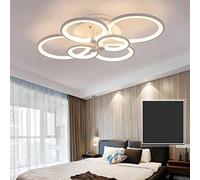 Partenopea Plafoniera Lampadario da soffitto a led con 6 Luci cerchi Design Stile Moderno Lampada per Camera Cucina Salotto Locali Commerciali (Luce Bianca naturale 4000K)