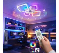 Partenopea Plafoniera LED 70W Smart RGB+CCT con Cassa Bluetooth, Dimmerabile, 5 Quadranti Design Moderno 725x455mm, Telecomando e App, Luce Calda Naturale Fredda, Lampada Soffitto Interno Bianca