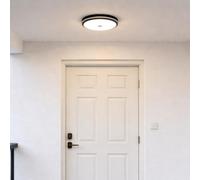 Partenopea PLAFONIERA SMD LED CIRCOLARE 20W CON SENSORE DI MOVIMENTO E SWITCH CCT PER SELEZIONE LUCE 3000K/4000K/6500K IP65 DA ESTERNO (Nero, Ø 240 mm)