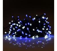 Partenopea serie stringa catena luminosa di luci 500 LED per albero di Natale da Esterno natalizie ed Interno controller con 8 giochi di luce e Memoria cavo verde (Blu + Bianco freddo, 25mt)