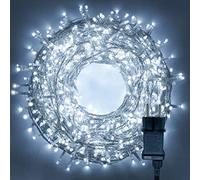 Partenopea serie stringa catena luminosa di luci 500 LED per albero di Natale da Esterno natalizie ed Interno controller con 8 giochi di luce e Memoria cavo trasparente (LUCE BIANCA FREDDA, 25 metri)