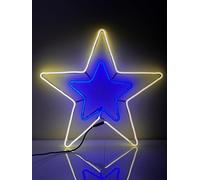 Partenopea® stella natalizia grande luminosa luci di natale da esterno da appendere striscia gommata flex led forma stella 52x54 CM luce con LED IP44… (Luce bianca e Blu)