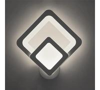 Partenopeautensili® Applique a led lampada per interno moderna doppio rombo luce da parete a muro lampada 12W illuminazione by universo (12W, Luce Bianca Fredda 6500K)