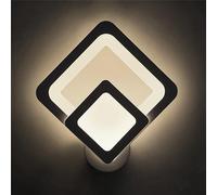 Partenopeautensili® Applique a led lampada per interno moderna doppio rombo luce da parete a muro lampada 12W illuminazione by universo (12W, Luce Bianca Naturale 4000K)