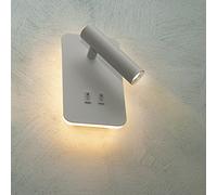Partenopeautensili® Applique a led per interno da parete a muro doppio interruttore doppia luce Orientabile da lettura 6w moderno casa stanza letto hotel b&b universo (Luce Naturale 4000K)