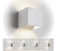 Partenopeautensili® APPLIQUE LED COB CUBO 22W IMPERMEABILE DA INTERNO ED ESTERNO LAMPADA DA PARETE IN ALLUMINIO ANGOLO LUCE REGOLABILE UP DOWN MODERNO(Bianco, 22W luce bianca naturale 4000K)