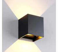 Partenopeautensili® APPLIQUE LED CUBO 12 WATT IMPERMEABILE DA INTERNO ED ESTERNO LAMPADA DA PARETE IN ALLUMINIO CON ANGOLO LUCE REGOLABILE UP DOWN MODERNO LED A LUCE (Nero, 12W Luce calda 3000K)