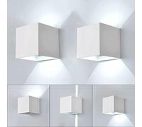 Partenopeautensili® APPLIQUE LED CUBO 12 WATT IMPERMEABILE DA INTERNO ED ESTERNO LAMPADA DA PARETE IN ALLUMINIO CON ANGOLO LUCE REGOLABILE UP DOWN MODERNO LED A LUCE (Bianco, 12W Luce Fredda 6500K)