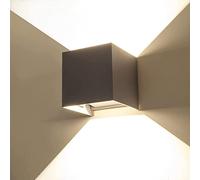 Partenopeautensili® APPLIQUE LED CUBO 12 WATT IMPERMEABILE DA INTERNO ED ESTERNO LAMPADA DA PARETE IN ALLUMINIO CON ANGOLO LUCE REGOLABILE UP DOWN MODERNO LED A LUCE (Grigio, 12W Luce Naturale 4000K)