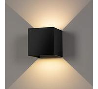 Partenopeautensili® APPLIQUE LED CUBO 20 WATT IMPERMEABILE DA INTERNO ED ESTERNO LAMPADA DA PARETE IN ALLUMINIO CON ANGOLO LUCE REGOLABILE UP DOWN MODERNO LED A LUCE (Nero, Luce calda 3000k)