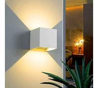 Partenopeautensili® APPLIQUE LED CUBO 6 WATT IMPERMEABILE DA INTERNO ED ESTERNO LAMPADA DA PARETE IN ALLUMINIO CON ANGOLO LUCE REGOLABILE UP DOWN MODERNO LED A LUCE (Bianco, Luce calda 3000k)
