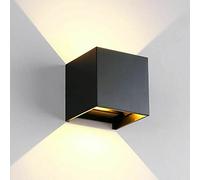Partenopeautensili® APPLIQUE LED CUBO 6 WATT IMPERMEABILE DA INTERNO ED ESTERNO LAMPADA DA PARETE IN ALLUMINIO CON ANGOLO LUCE REGOLABILE UP DOWN MODERNO LED A LUCE (Nero, 12W Luce Naturale 4000K)