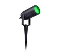 Partenopeautensili® Faretto orientabile con picchetto gu10 da esterno giardino segnapassi luce lampada a led (Grigio antracite compatto, luce verde)
