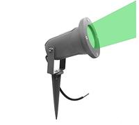 Partenopeautensili® Faretto orientabile con picchetto gu10 da esterno giardino segnapassi luce lampada a led (Luce Verde, ARMATURA GRIGIA)