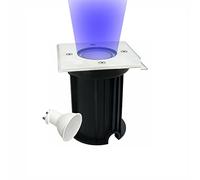 Partenopeautensili® Faretto segnapasso calpestabile lampada da incasso con attacco GU10 impermeabile IP65 per esterno giardino Viali sentieri By Universo (Quadrato Luce Blu)