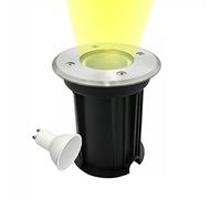 Partenopeautensili® Faretto segnapasso calpestabile lampada da incasso con attacco GU10 impermeabile IP65 per esterno giardino Viali sentieri By Universo (TONDO Luce Calda 3000K)