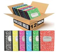 PARTH iMPEX Confezione da 12 quaderni per composizione universitaria a righe, 200 pagine (100 fogli), 22,5 x 19,5 cm, copertina rigida, a righe, colori assortiti, per scuola e ufficio