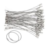 Parthan 50 pezzi portachiavi corda metallica 15 cm x 1,5 mm in acciaio inox morbido portachiavi con chiusura a vite per bagagli, chiavi, rimorchi