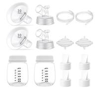 Parti complete del tiralatte con flange ovali morbide da 30 mm e connettore base a bocca larga per Spectra S2 S1 9 Plus SG, Medela, Lansinoh, include flangia, valvola, protezione contro il riflusso