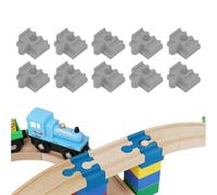 Parti del connettore del binario del treno in legno,Connettori del binario della ferrovia in legno,Adattatore del binario del treno del giocattolo - Set di 10 accessori del binario del treno in legno