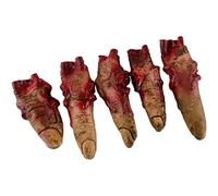 Parti del corpo tagliate di Halloween Parti del corpo insanguinate di Halloween 5 pezzi realistici dita tagliate horror spaventoso scherzo giocattoli dita puntelli per stanza infestata, senza corda