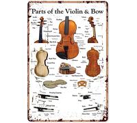 Parti del violino e arco Amanti del violino Targa in metallo Decorazione vintage per studio musicale Volo verso l'immaginazione e vita a tutto Poster in latta Decorazione da parete per ufficio del clu