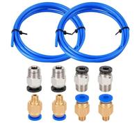 Parti della stampante 3D Tubi Bowden PTFE da 2 pezzi 1M con kit di raccordi pneumatici 4 pezzi PC4-M6 e 4 pezzi PC4-M10 compatibili con filamento da 1,75 mm(Blue Kit)