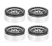 Parti di aggiornamento del ruota in lega di alluminio da 4 pezzi da 2,2 pollici adatte per auto RC SCX10 1/10 (Negro+Plata)