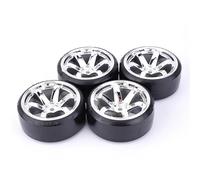 Parti Di Auto Rc Per Kyosho Per HPI Per HSP Per Traxxas D4 Per Sakura Per TT01 Per Tamiya 1:10 4 Pezzi Pneumatici Da Drift Cerchioni 12mm Hex RC On Road Racing Car Accessori(Silver)