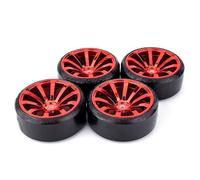 Parti Di Auto Rc Per Kyosho Per HPI Per HSP Per Traxxas D4 Per Sakura Per TT01 Per Tamiya 1:10 4 Pezzi Pneumatici Da Drift Cerchioni 12mm Hex RC On Road Racing Car Accessori(Red)
