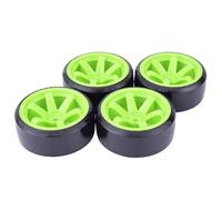 Parti Di Auto Rc Per Kyosho Per HPI Per HSP Per Traxxas D4 Per Sakura Per TT01 Per Tamiya 1:10 4 Pezzi Pneumatici Da Drift Cerchioni 12mm Hex RC On Road Racing Car Accessori(Green)