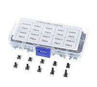 Parti di ricambio 10 modelli 200 pezzi 6 * 6 interruttore tattile kit interruttore a pulsante tattile, altezza: 4,3 mm ~ 13 mm microinterruttore DIP 4P interruttore a chiave 6x6 (Size : 100pcs)