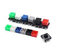 Parti di ricambio 20pcs 9.2 * 9.2 * 5mm Tattile interruttore a pulsante Cap for 12 * 12mm SMD DIP micro interruttori tattili rosso nero blu verde bianco grigio (Color : Rot, Size : With switch)