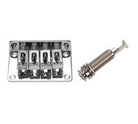 Parti di ricambio chitarra 1 Pz Mono Long Input Output Filettato/1 Set Ponte Regolabile Hard-Tail Cromato A 4 Corde
