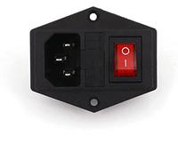 Parti di ricambio Interruttore a bilanciere 10 pezzi AC-01A 250 V/10 A Presa di alimentazione IEC320 C14 con indicatore rosso a 3 pin Tipo di interruttore a bilanciere