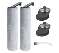Parti di ricambio per filtro a rullo per aspirapolvere per lavapavimenti MOVA X4 Pro, 2 rulli di spazzola+2 filtri+1 bursh pulito