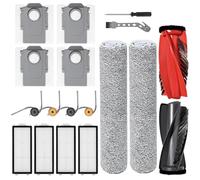 Parti di ricambio per Roborock Qrevo Curv 2 Flow aspirapolvere Accessori,1 spazzola principale,2 rotoli di panni, 4 Filtro ricambio,4 sacchetti per la polvere,4 spazzole laterali,1 spazzola di pulizia